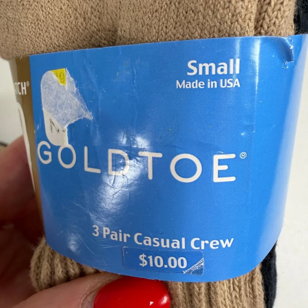 Goldtoe Small 6 Pair Crew Socks Kids EZ Match Neutral Tan Black Casual Ribbed